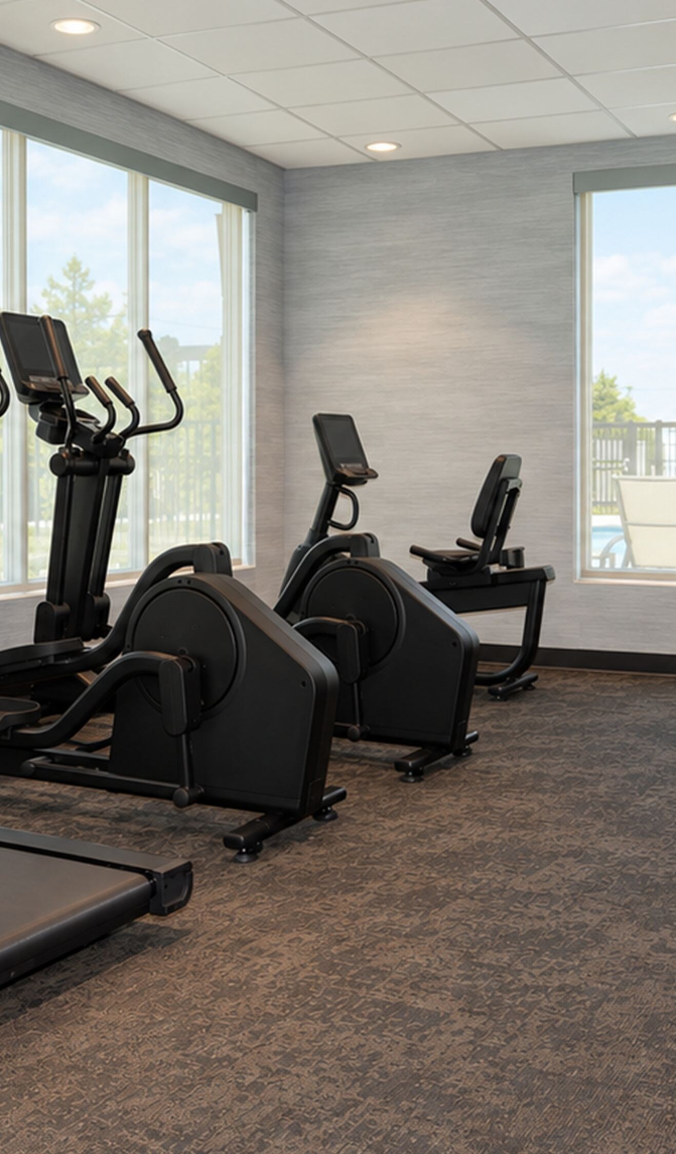 Fitness center with cardio and strength equipment
