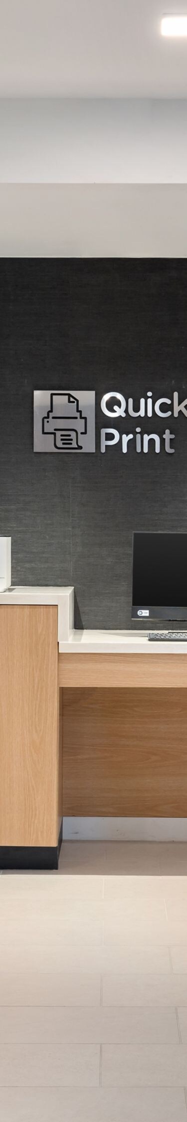 Computer monitor and printer in hall