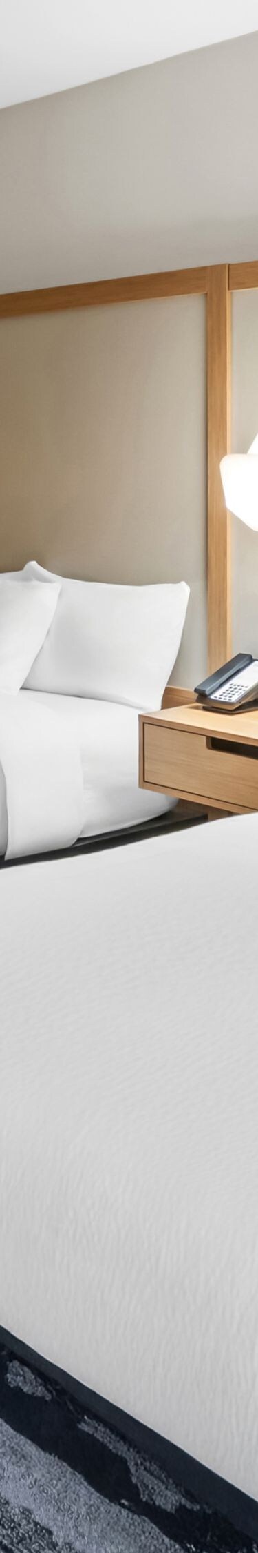 two beds, cabinet with microwave and mini-fridge