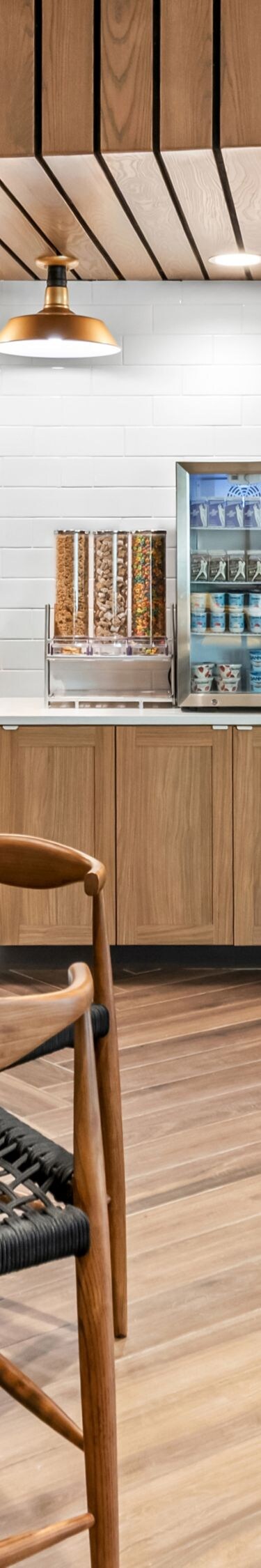 table with chairs and buffet counters