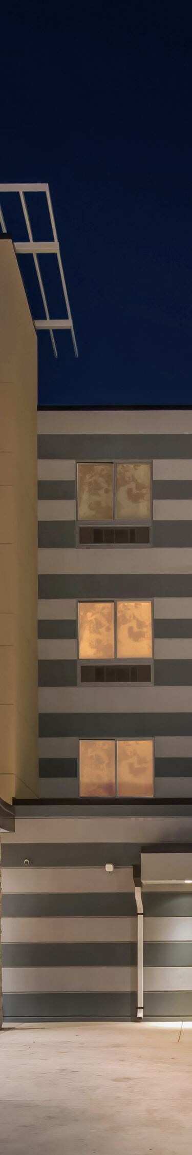 Exterior shot of hotel at night