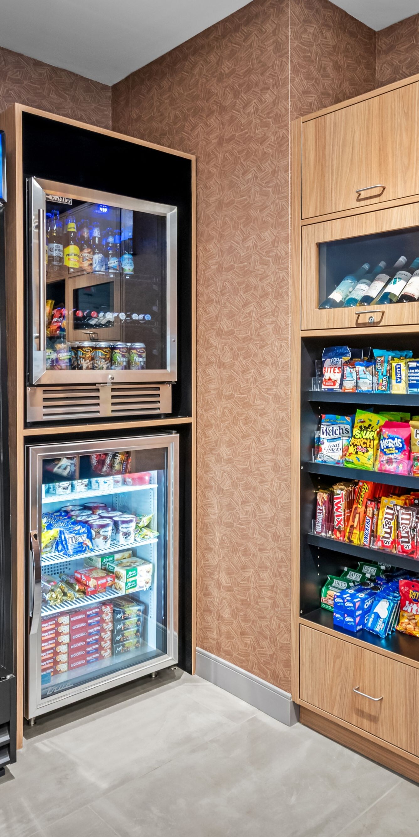 snacks and beverages stocked for sale