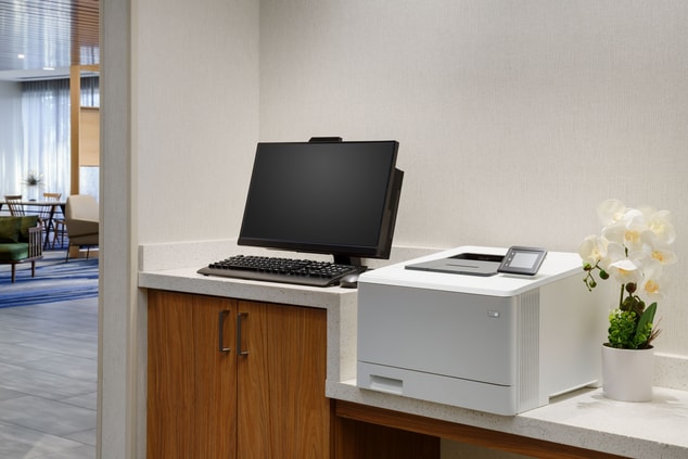 Business center with computer and printer