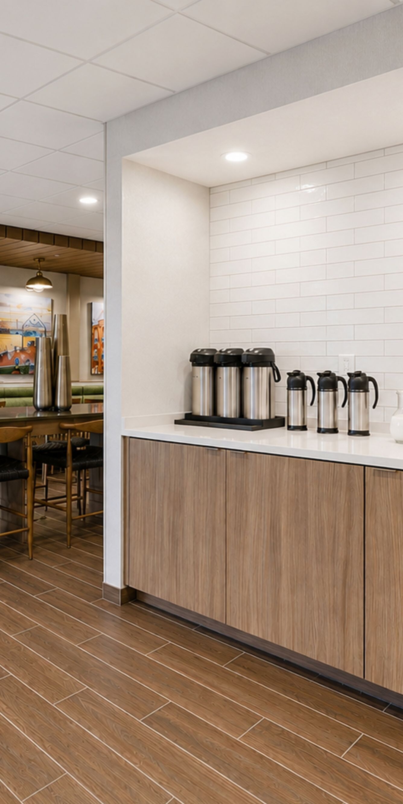Coffee station and lobby seating