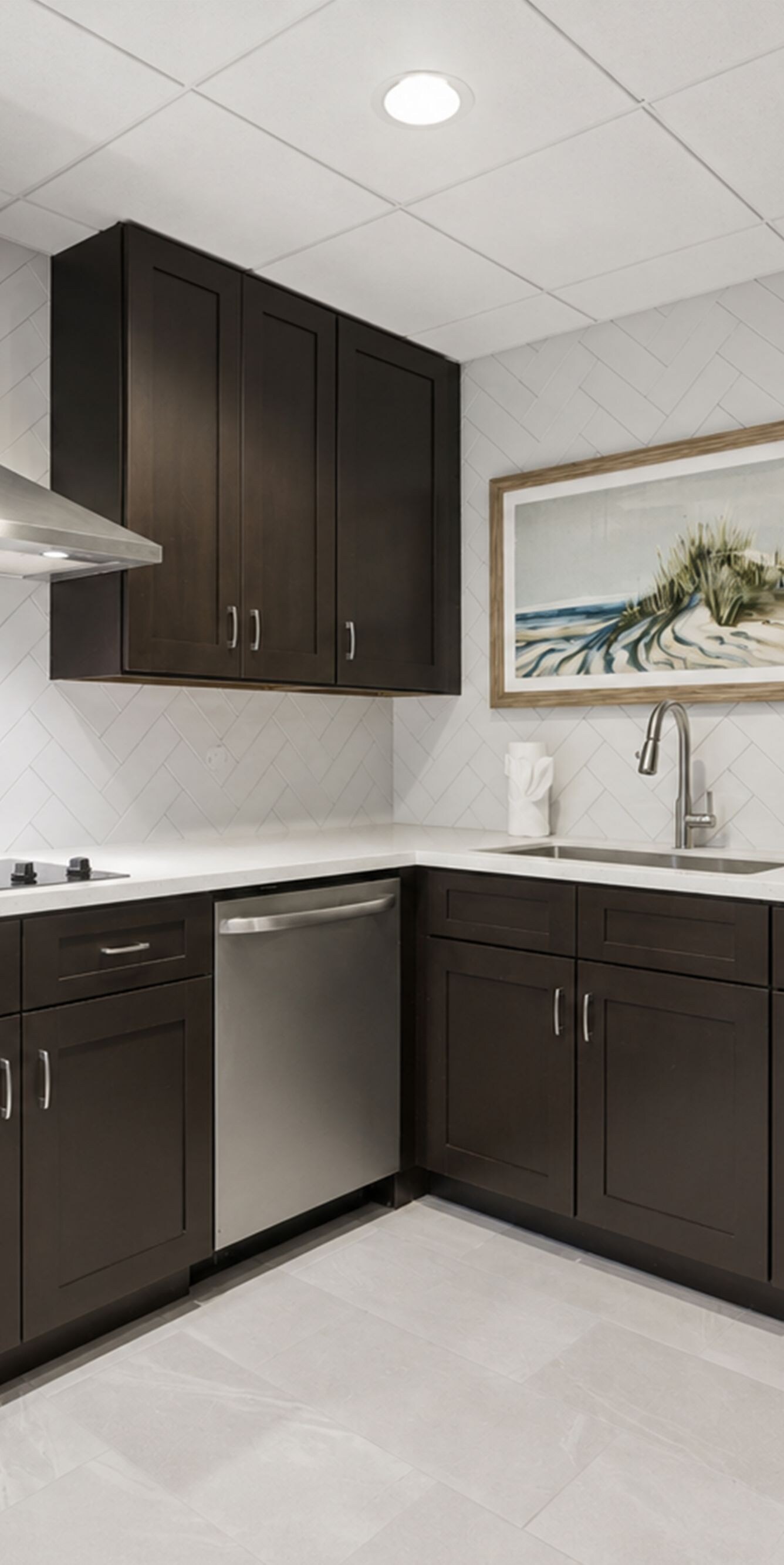 Suite kitchen with full-size fridge and microwave