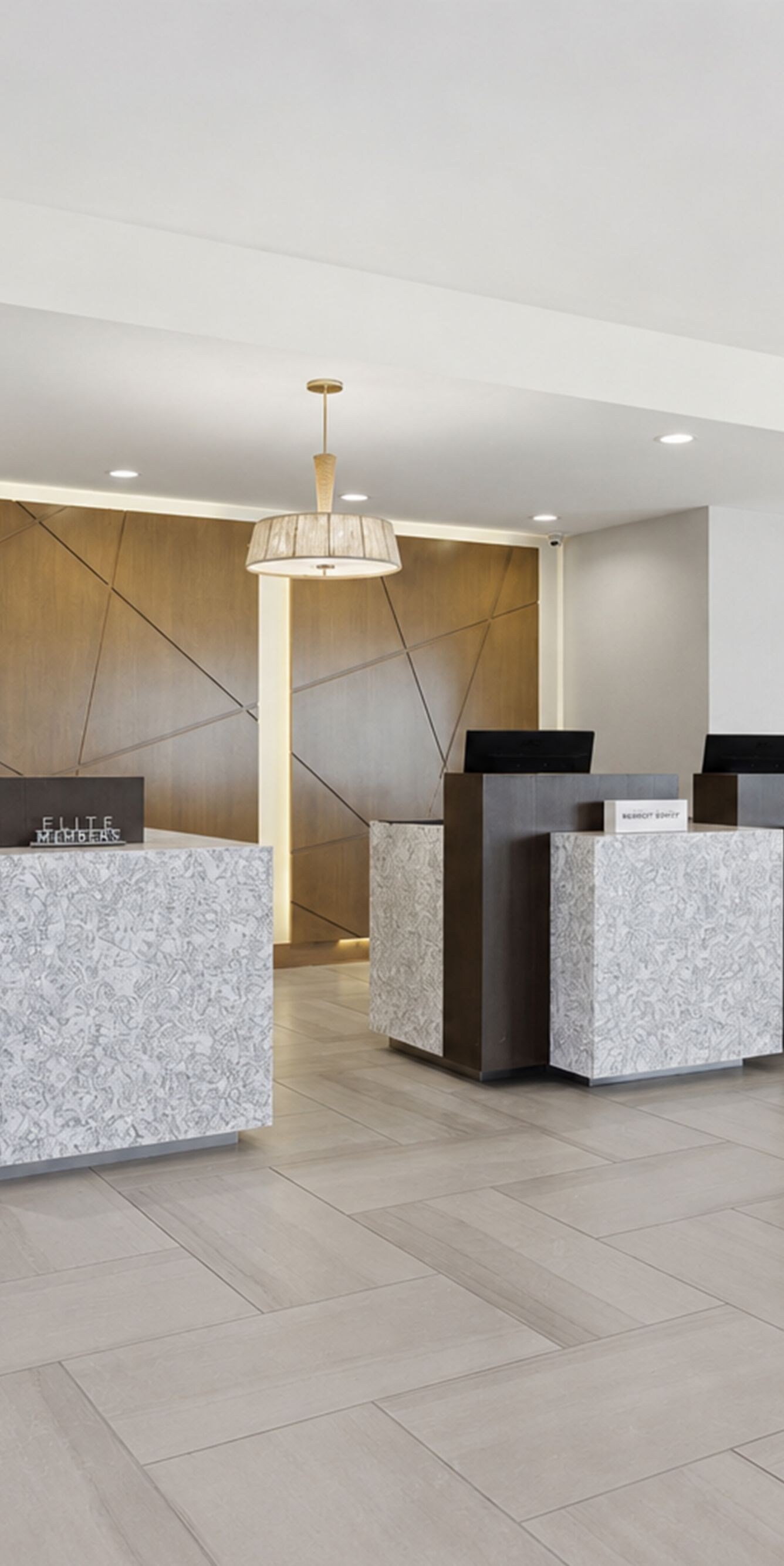 Reception desks in the lobby