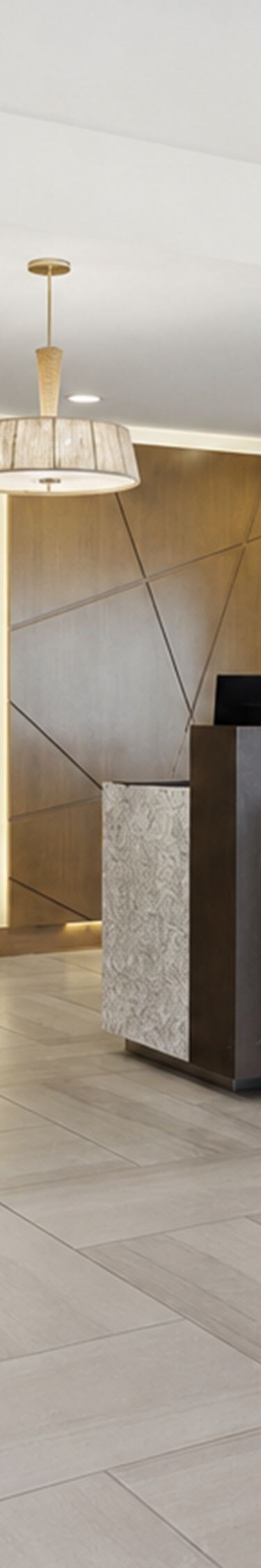 Reception desks in the lobby
