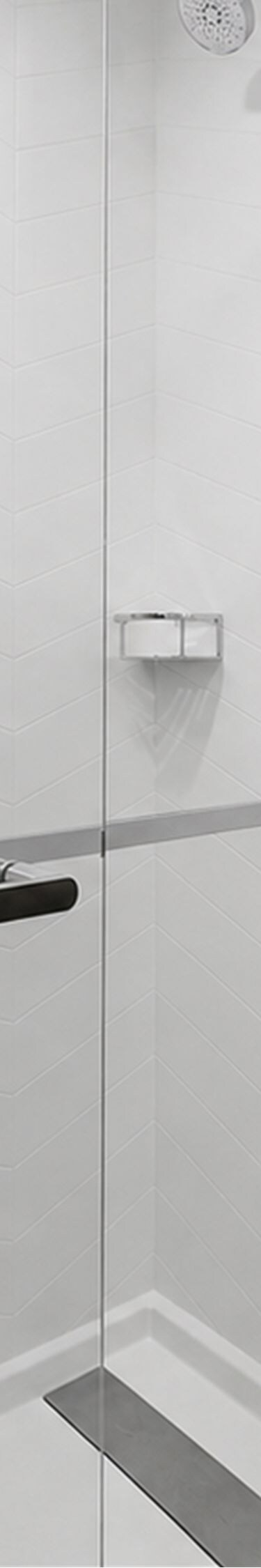 Glass-enclosed, walk-in shower