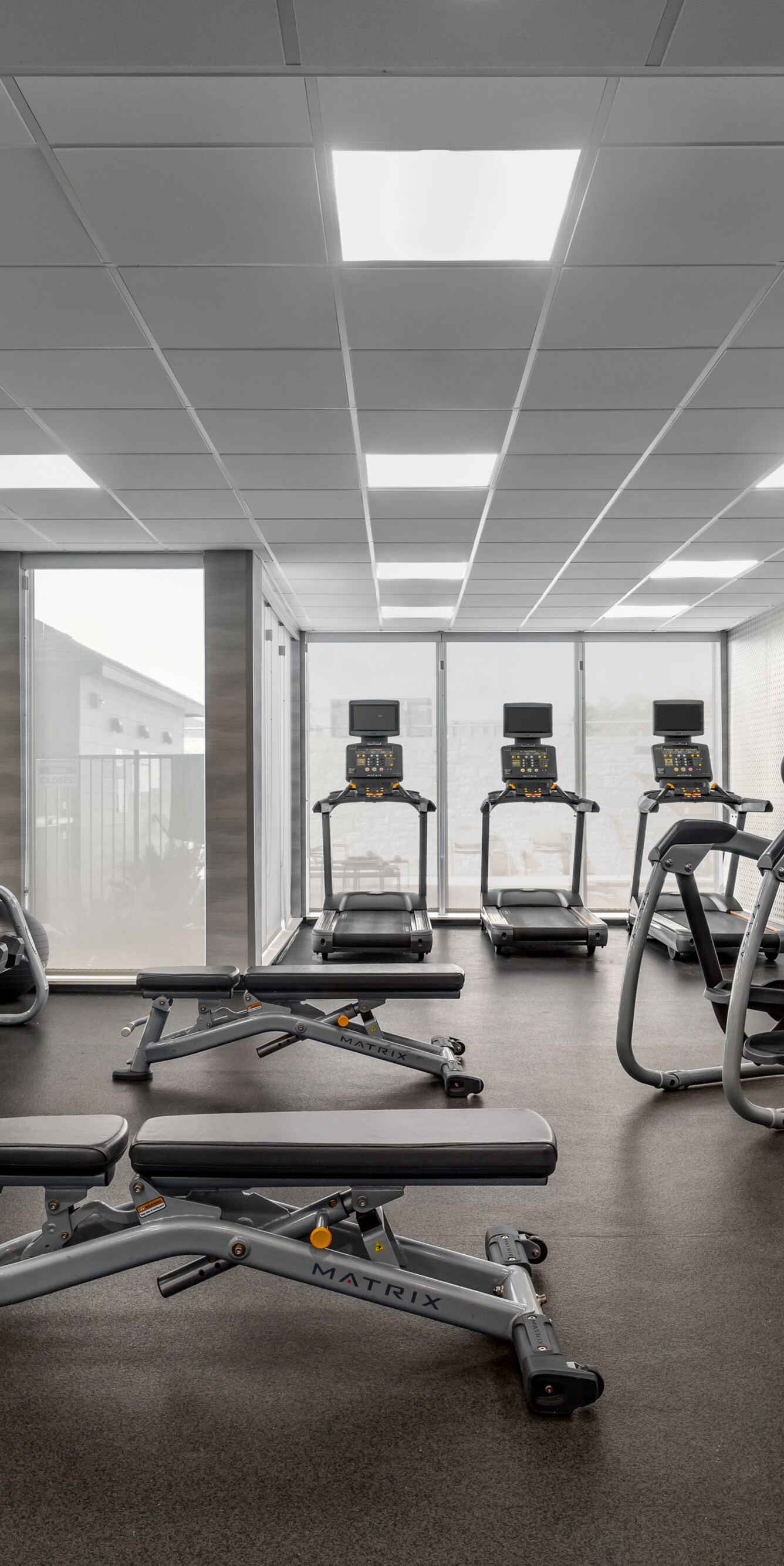 Fitness Center with free weights and machines.