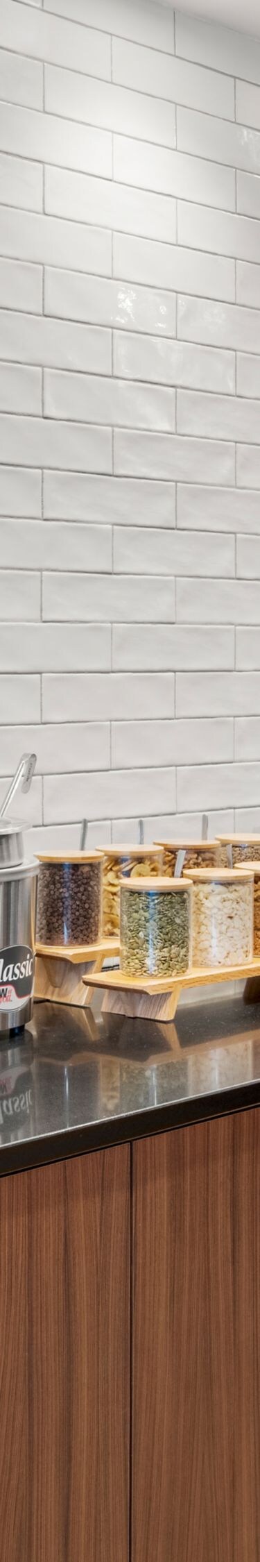 Hot breakfast buffet with fruit and cereal station