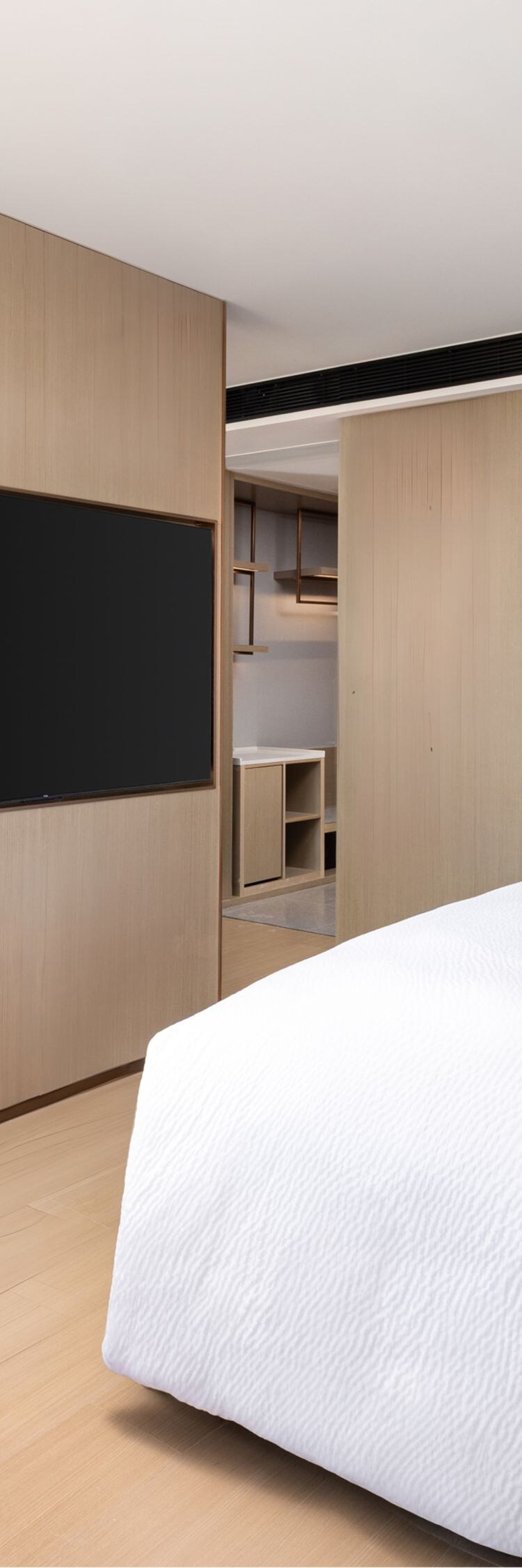 bed, desk and chair, armchair, TV