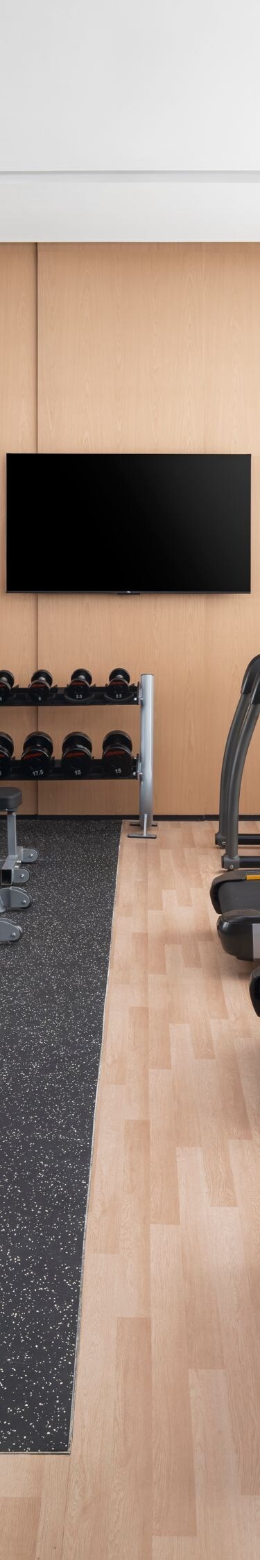 Fitness center with treadmills and weights