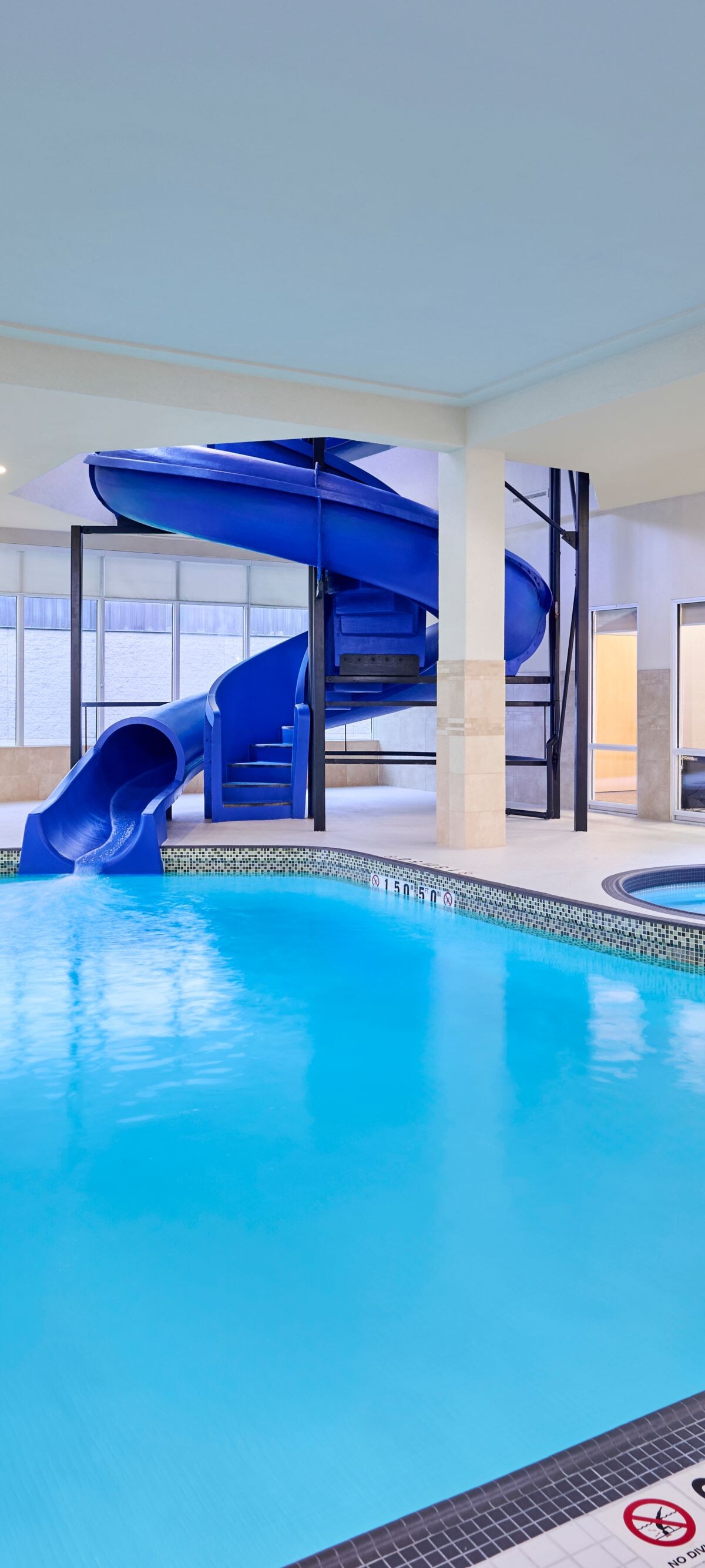 Pool area with waterslide