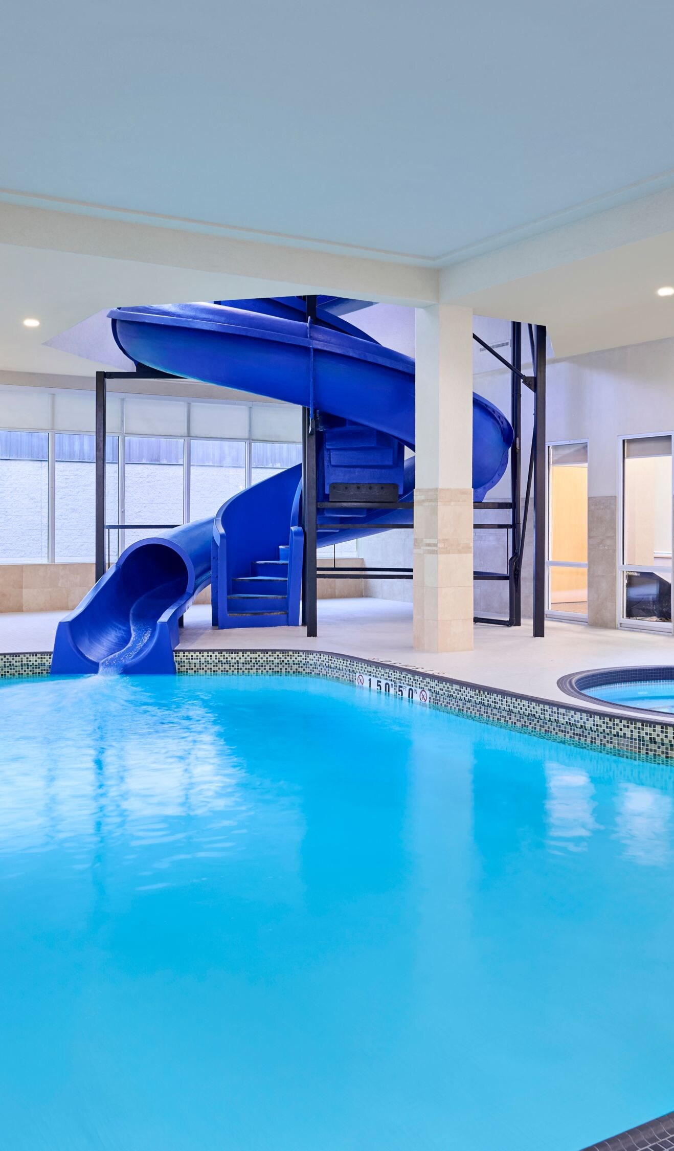 Pool area with waterslide