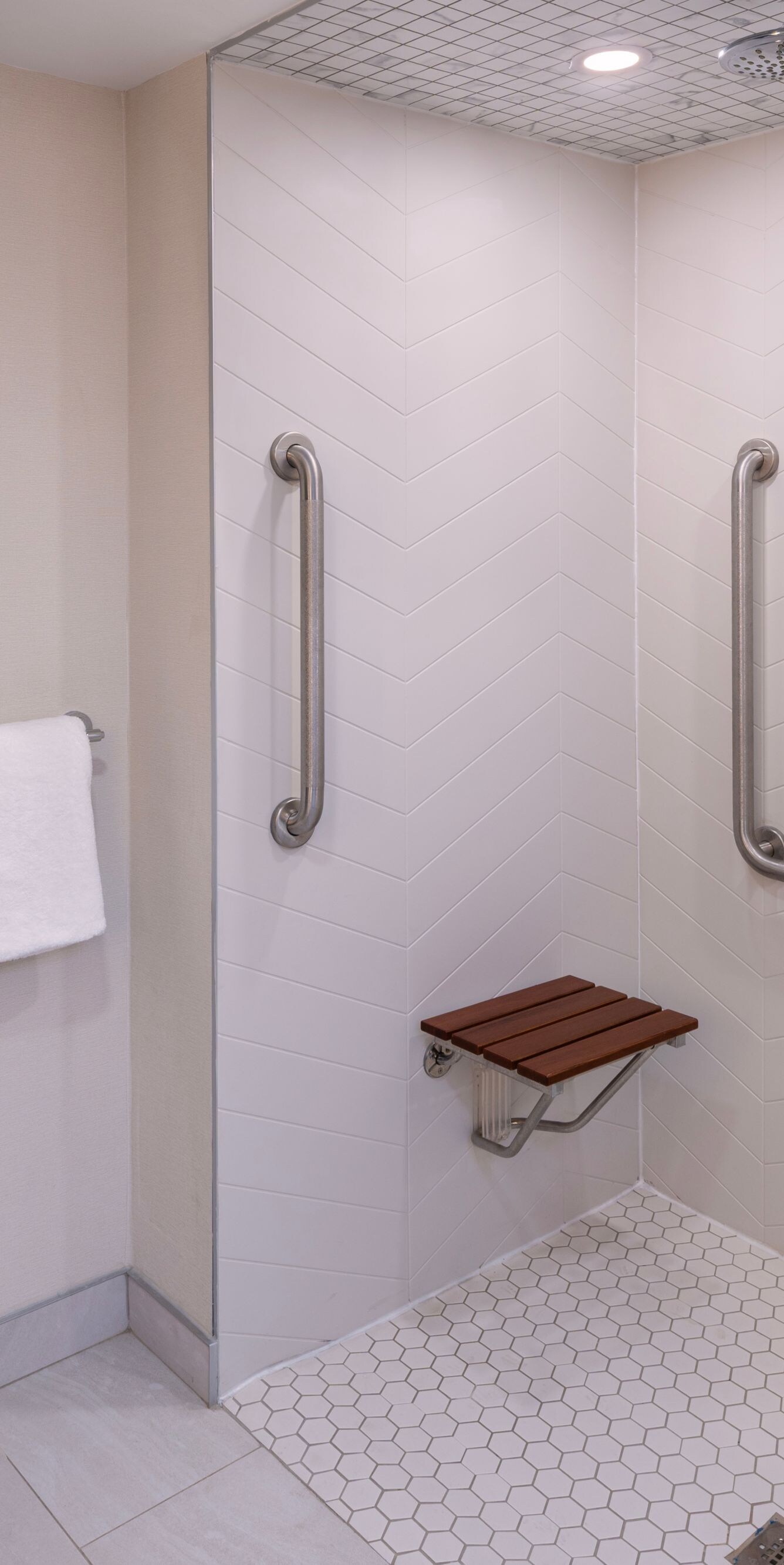 Accessible bathroom with shower and bench