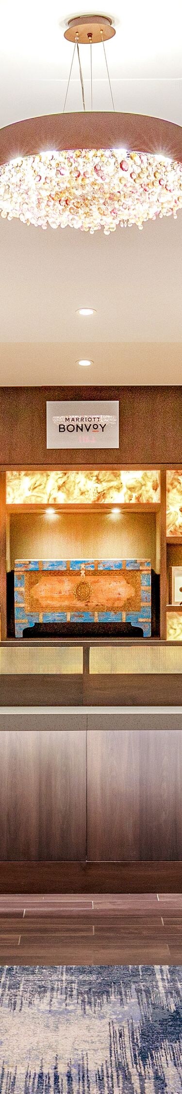 Hotel front desk reception area
