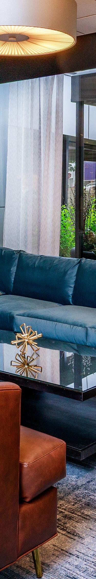 Lobby seating area with sectional sofa and lounge 