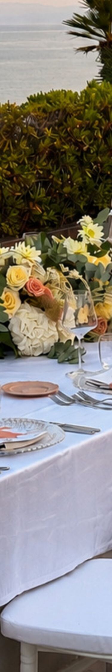 Une table magnifiquement dressée sur la terrasse d'une suite