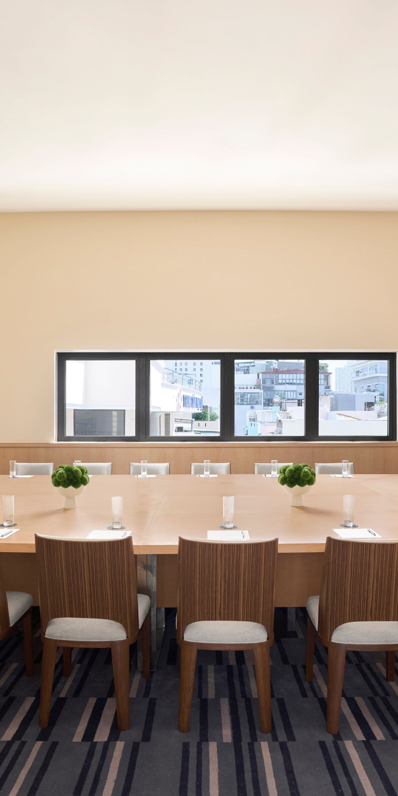 Meeting room with conference table setup