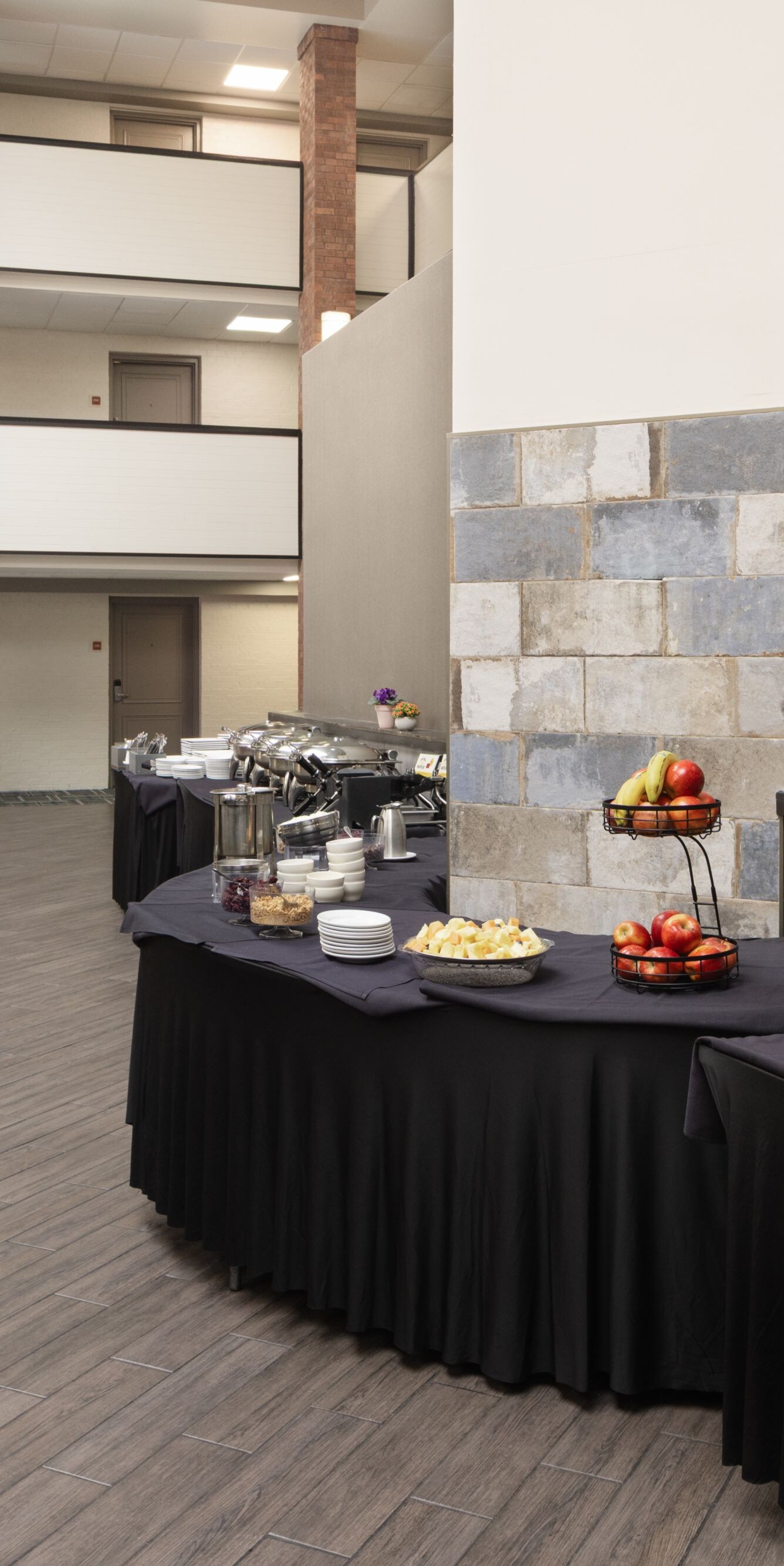 Breakfast area located in hotel atrium