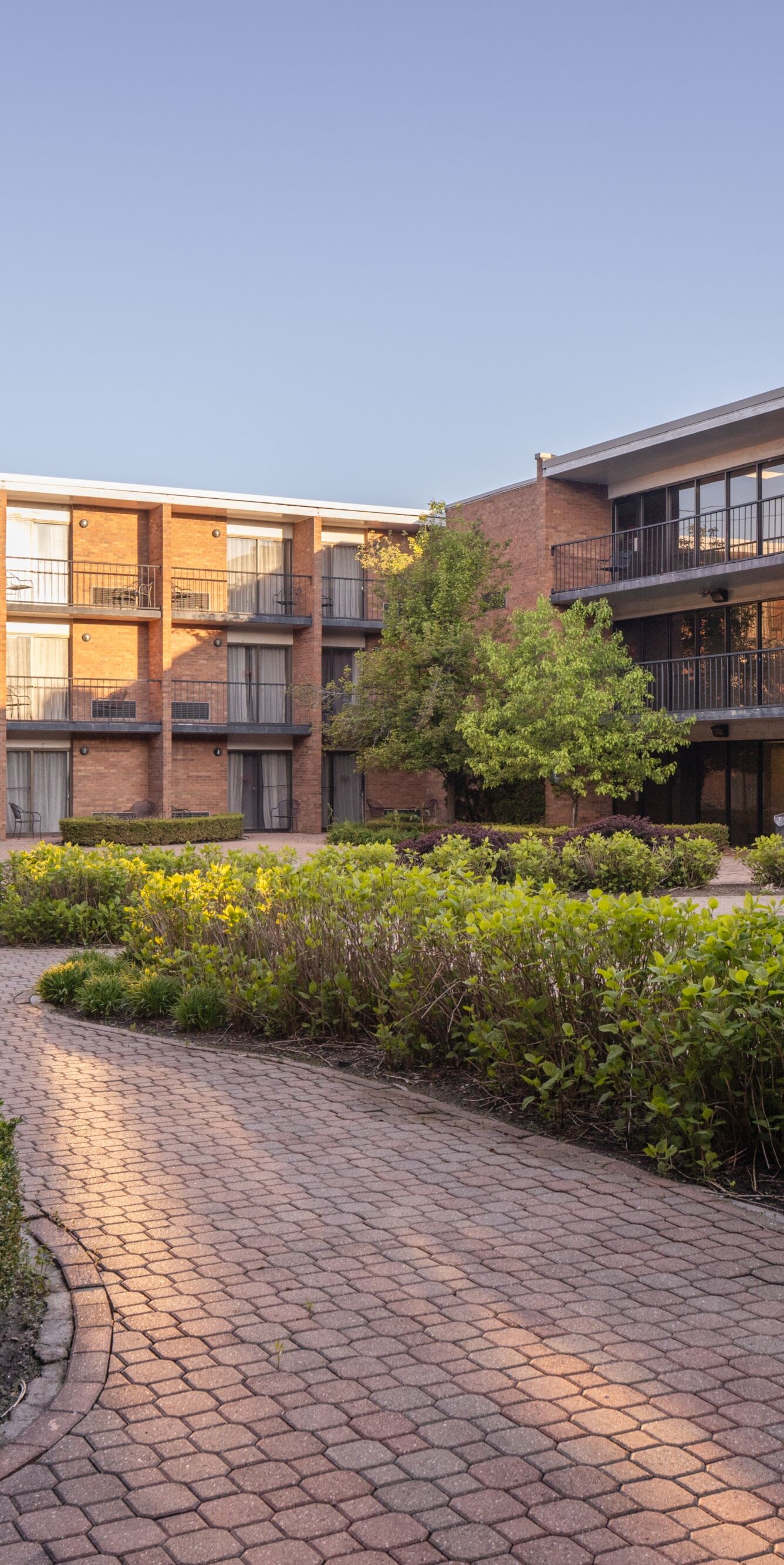 Exterior courtyard with guest room balconies