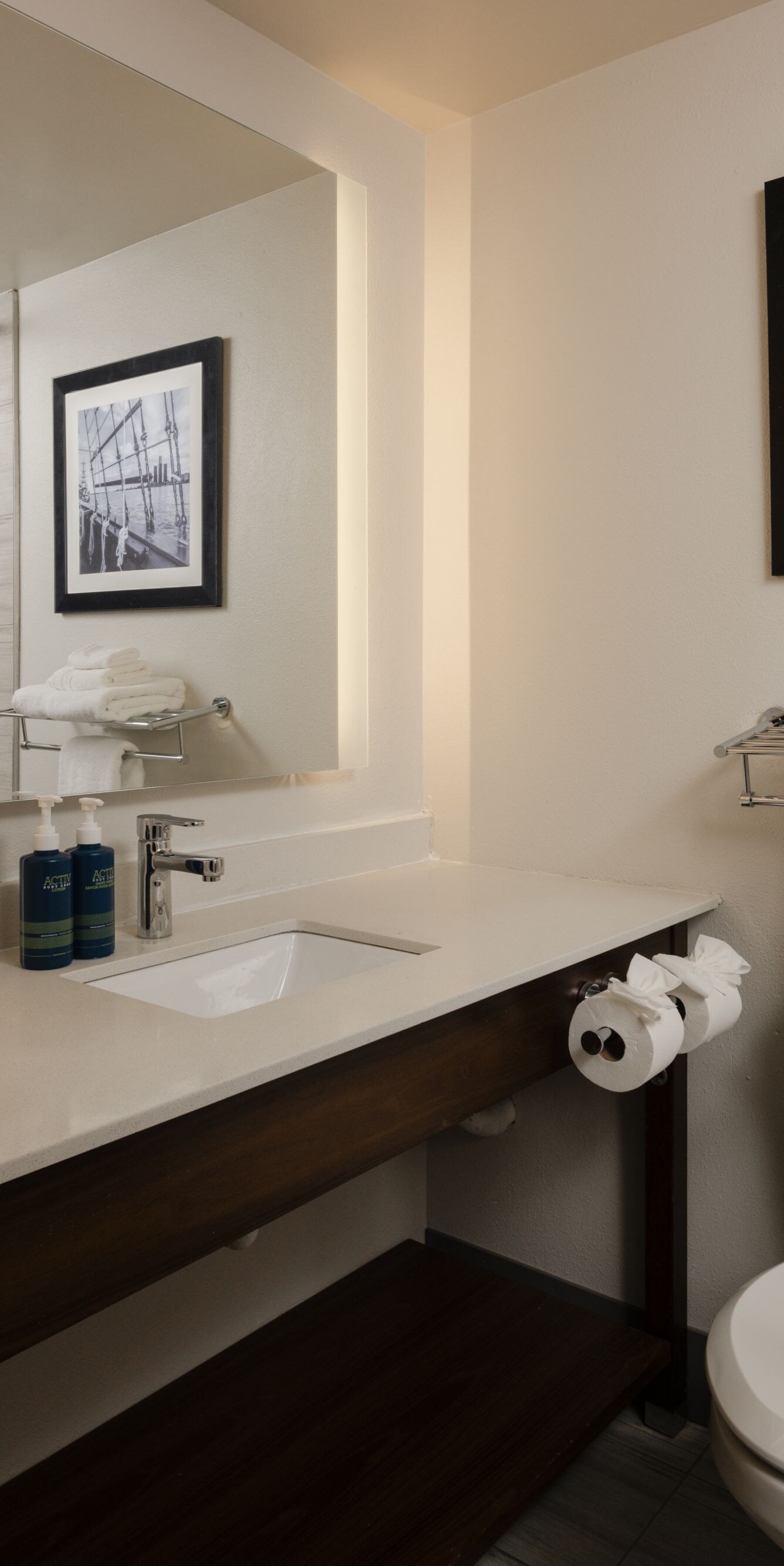 Guest Room bathroom with vanity and toilet