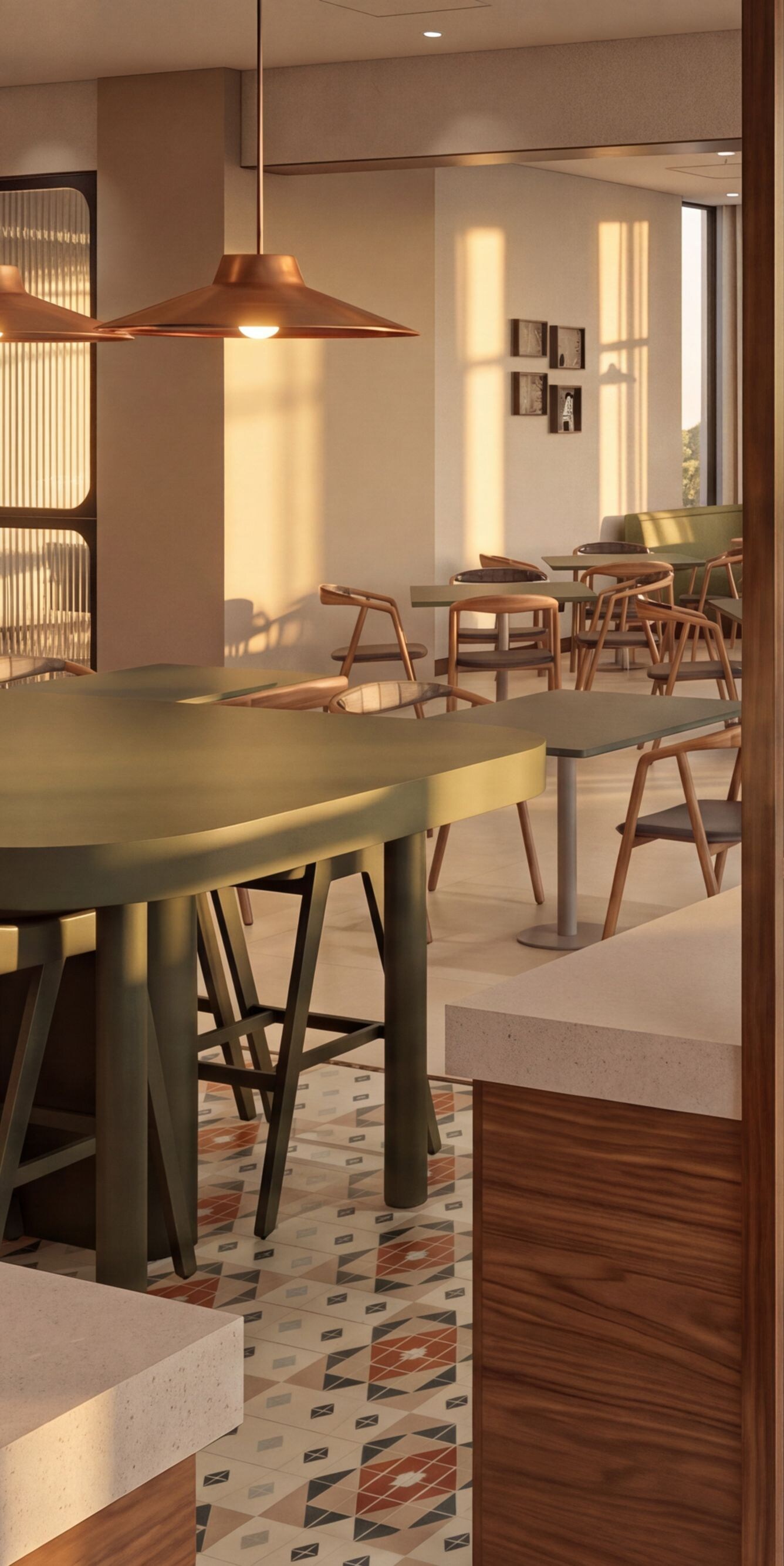 Dining area with communal table