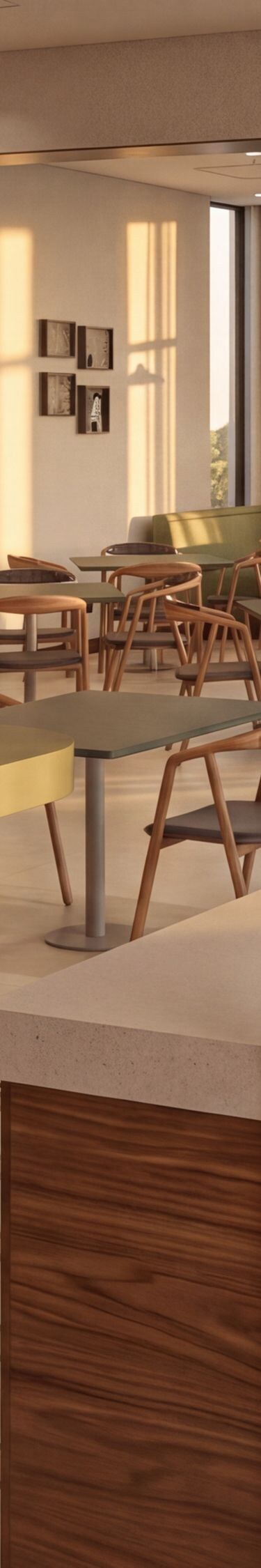 Dining area with communal table