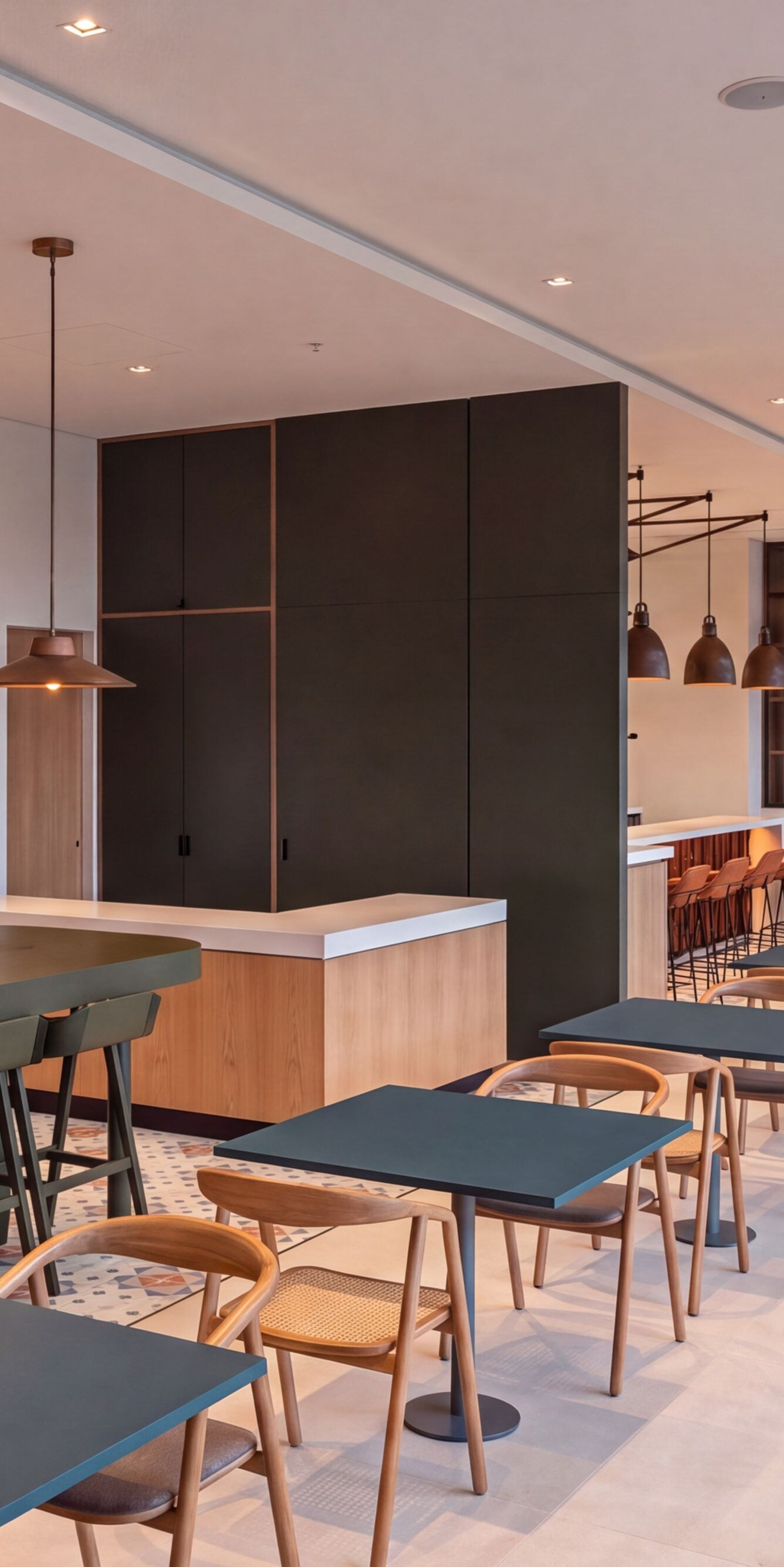 Restaurant seating and bar area