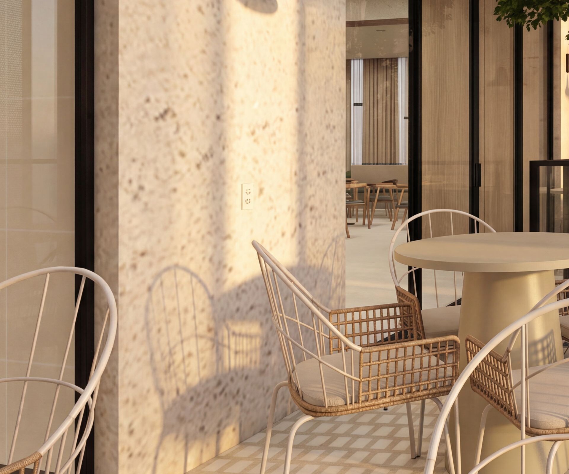 Outdoor terrace seating area