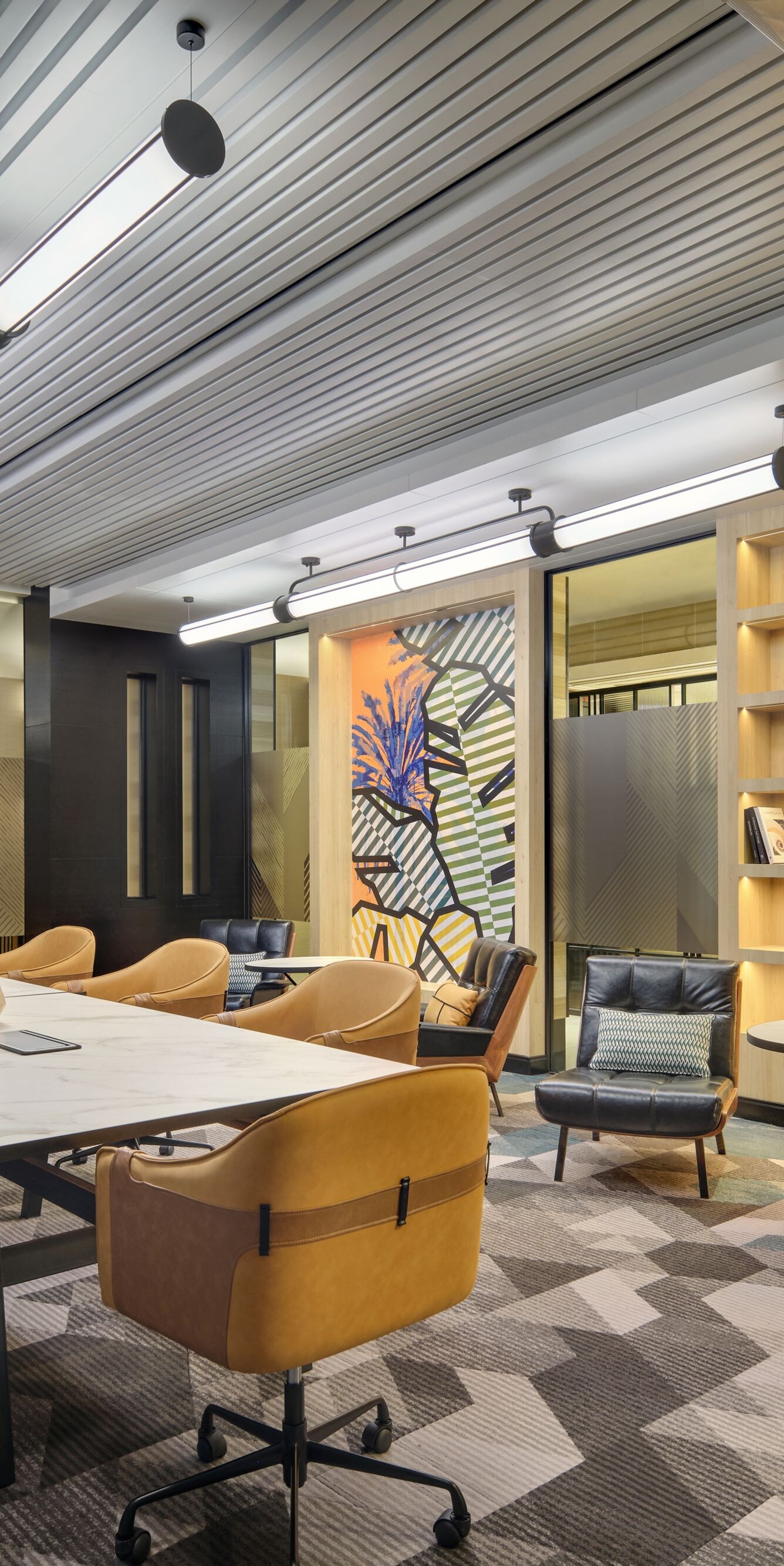 Meeting room with marble table and chairs