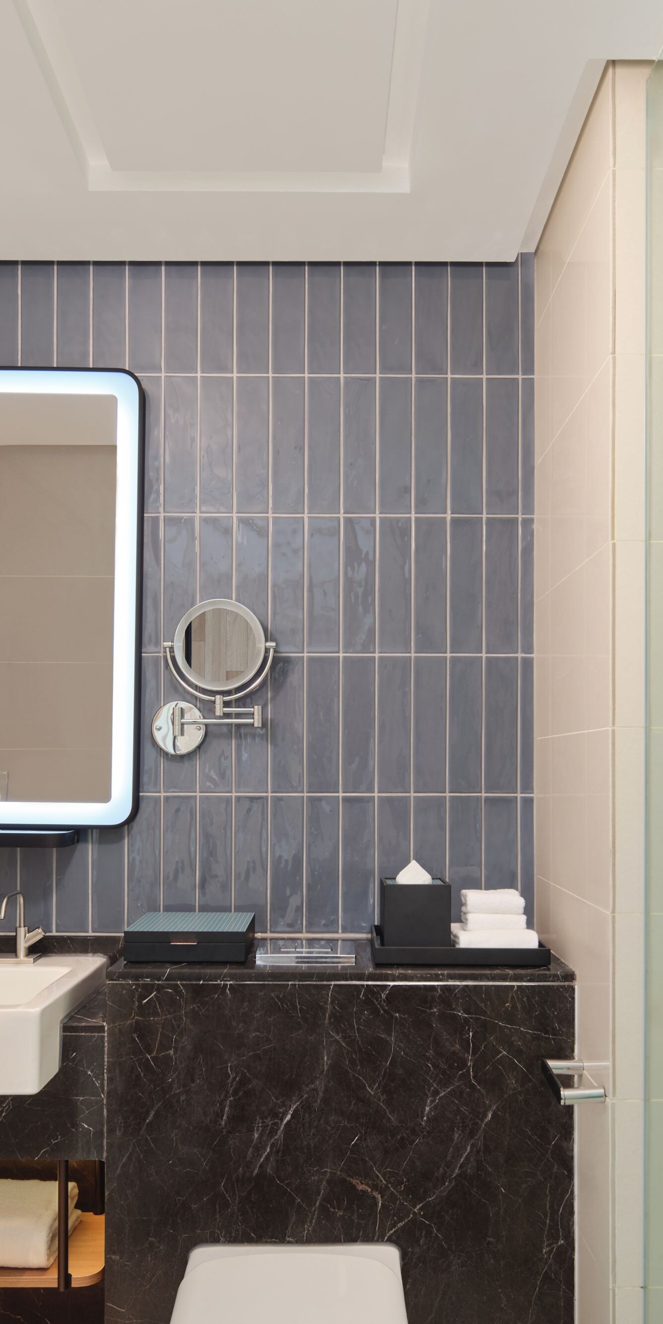 Modern bathroom with marble and rain shower