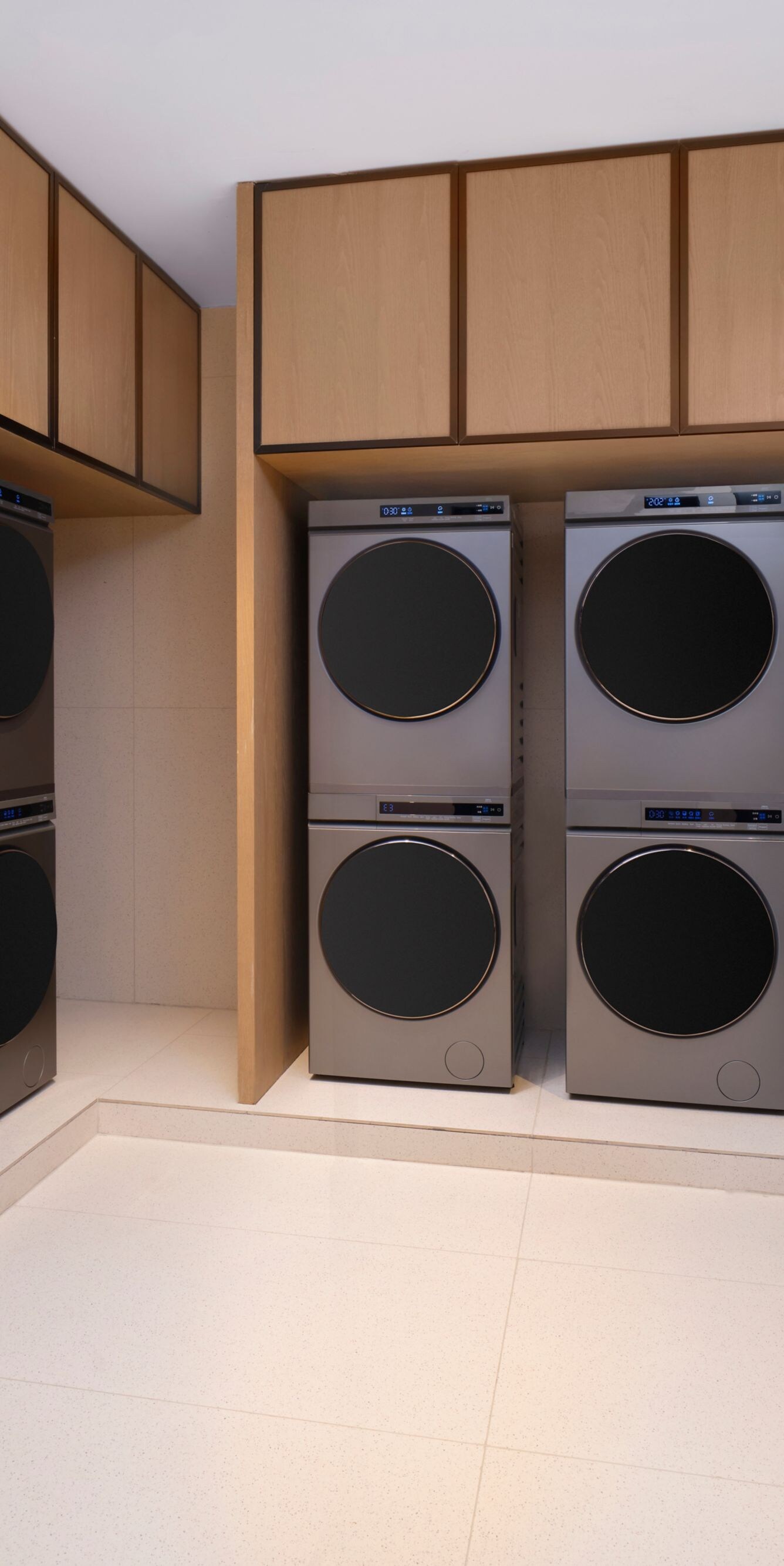 Hotel self-service laundry room with washers