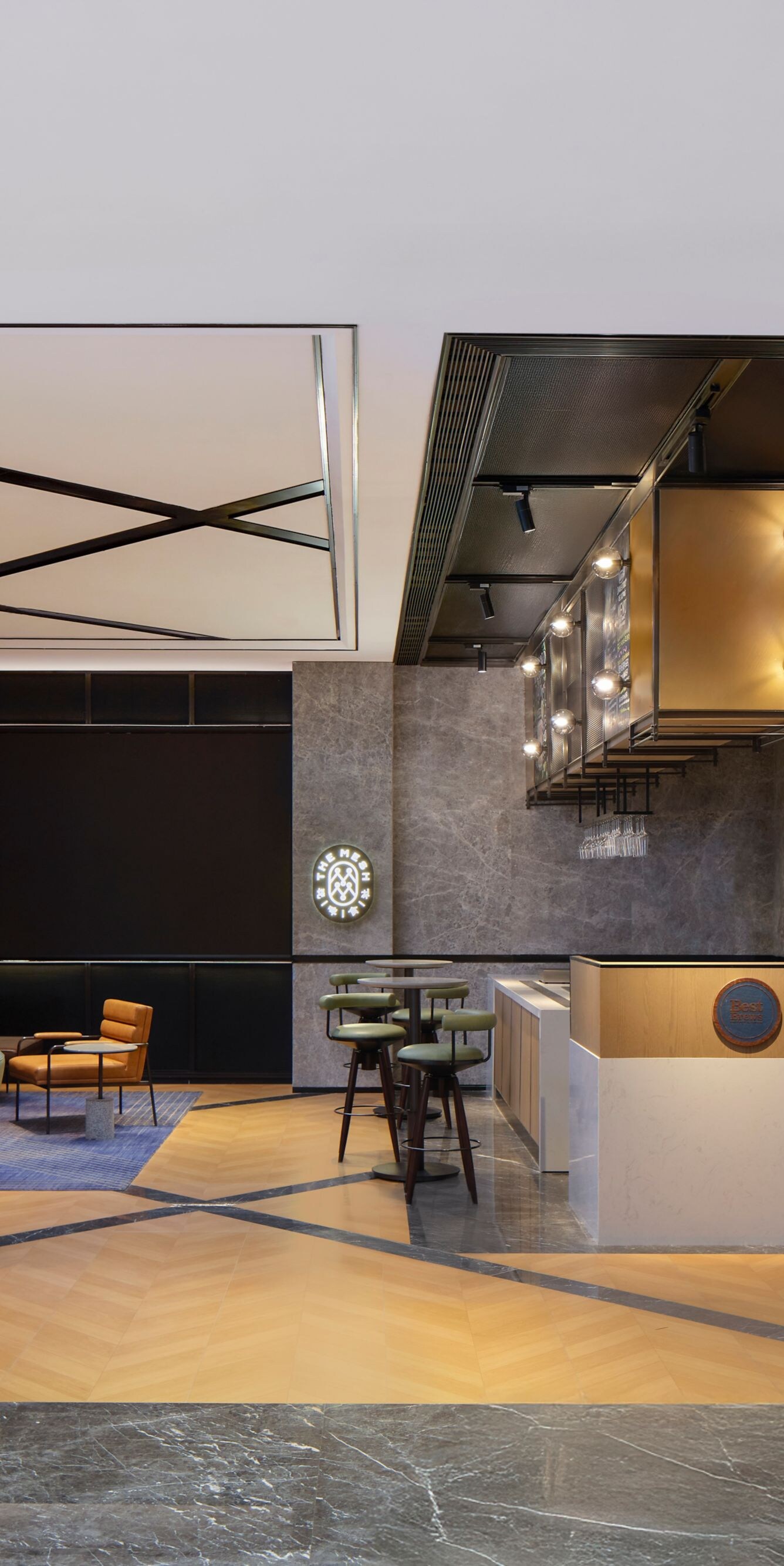Craft beer bar with bites, live sports screens for