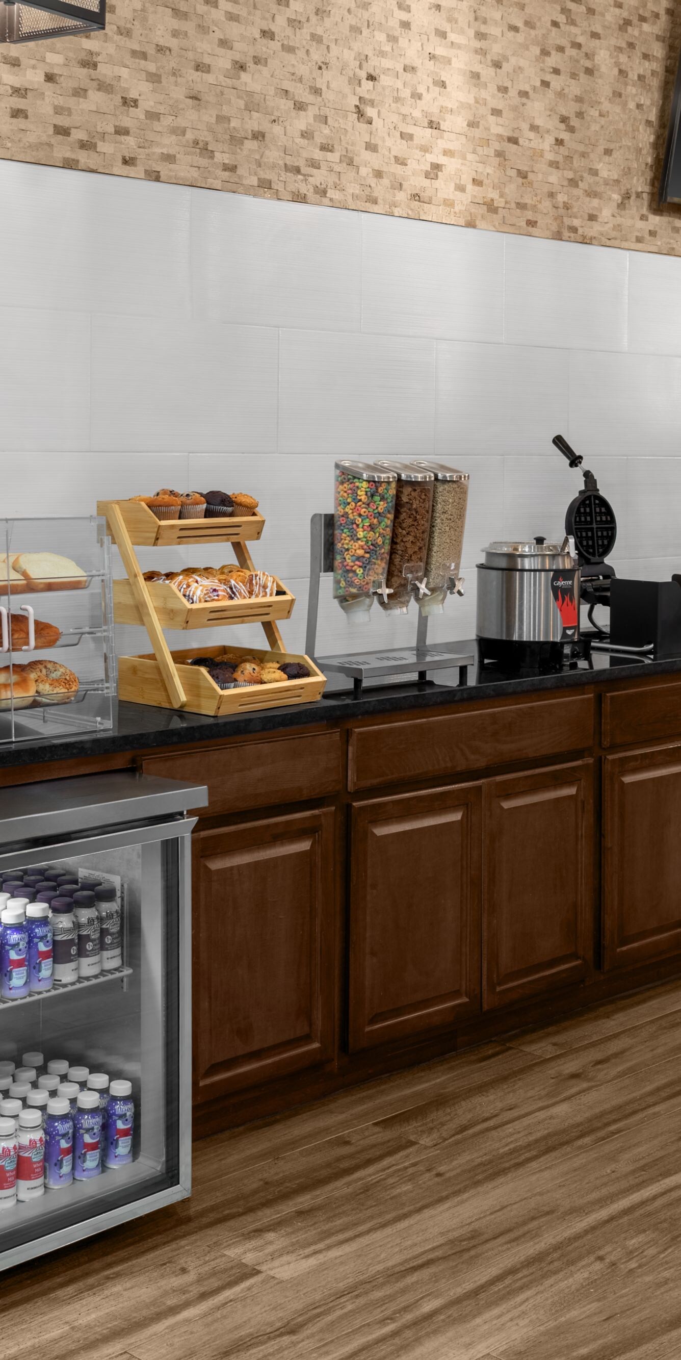 Breakfast buffet with hot and cold items