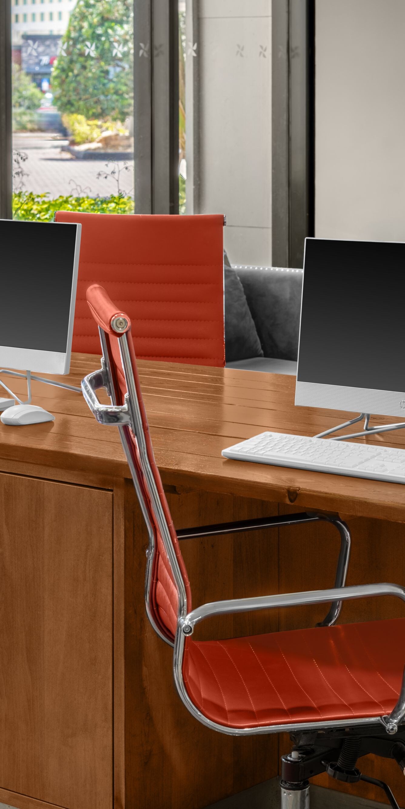 Business center with computers and desks