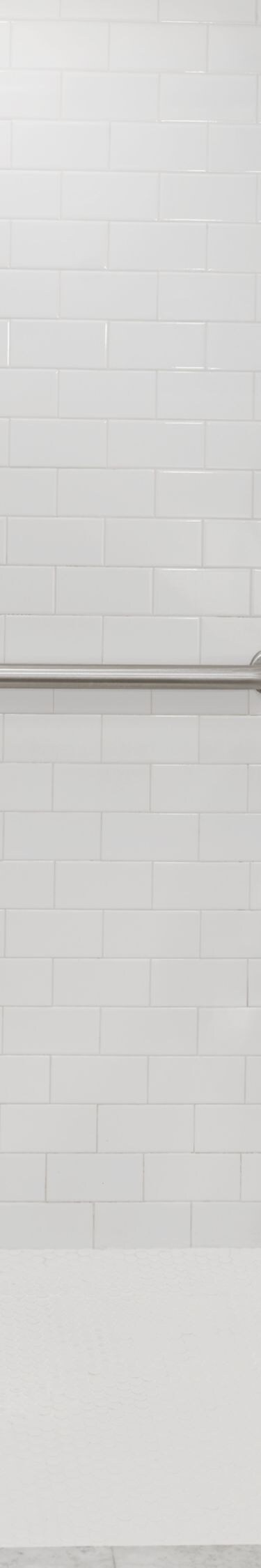 Roll-in shower with safety bars