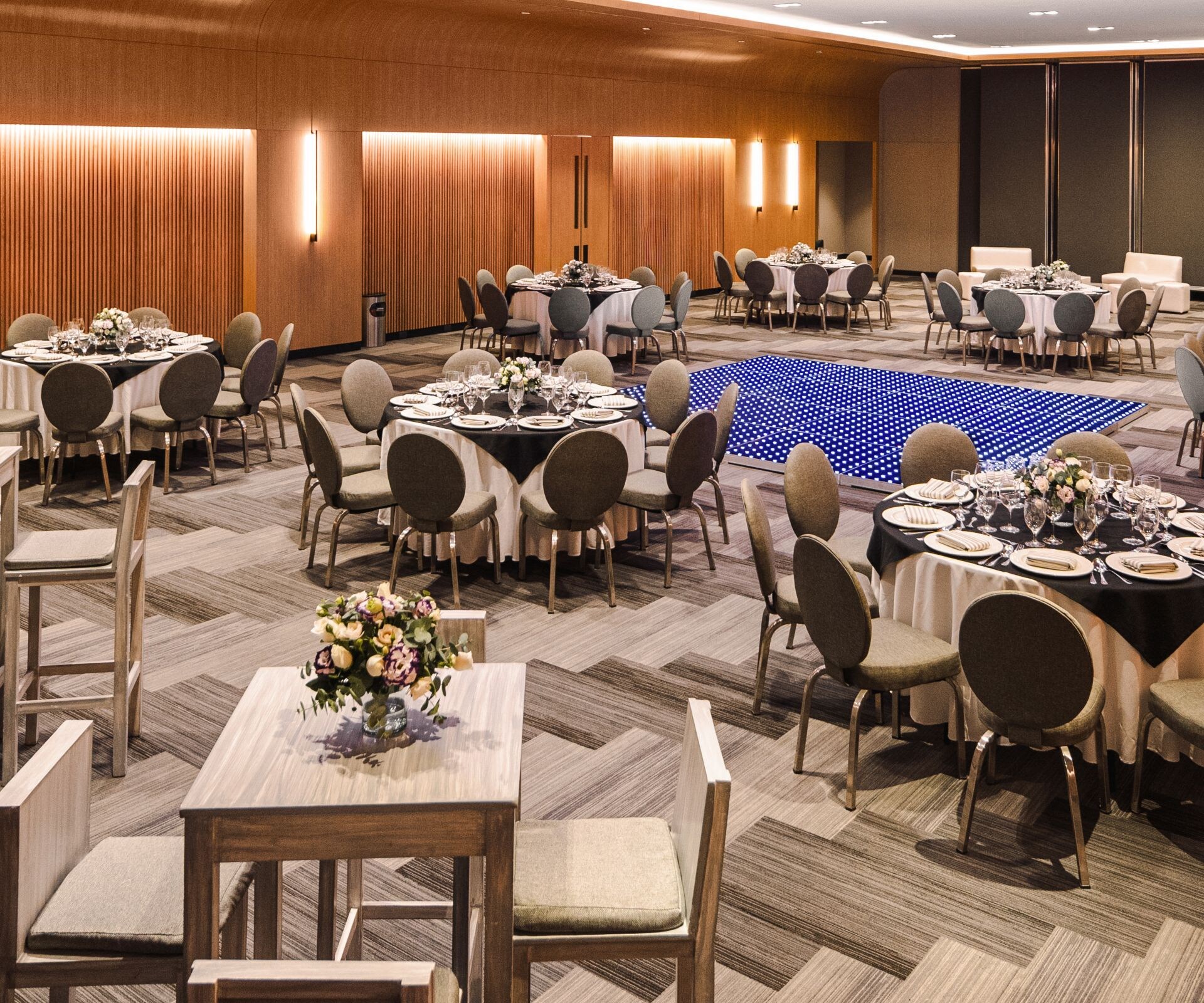 Meeting room set with tables