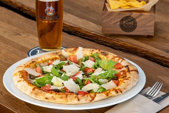 Pizza with local beer