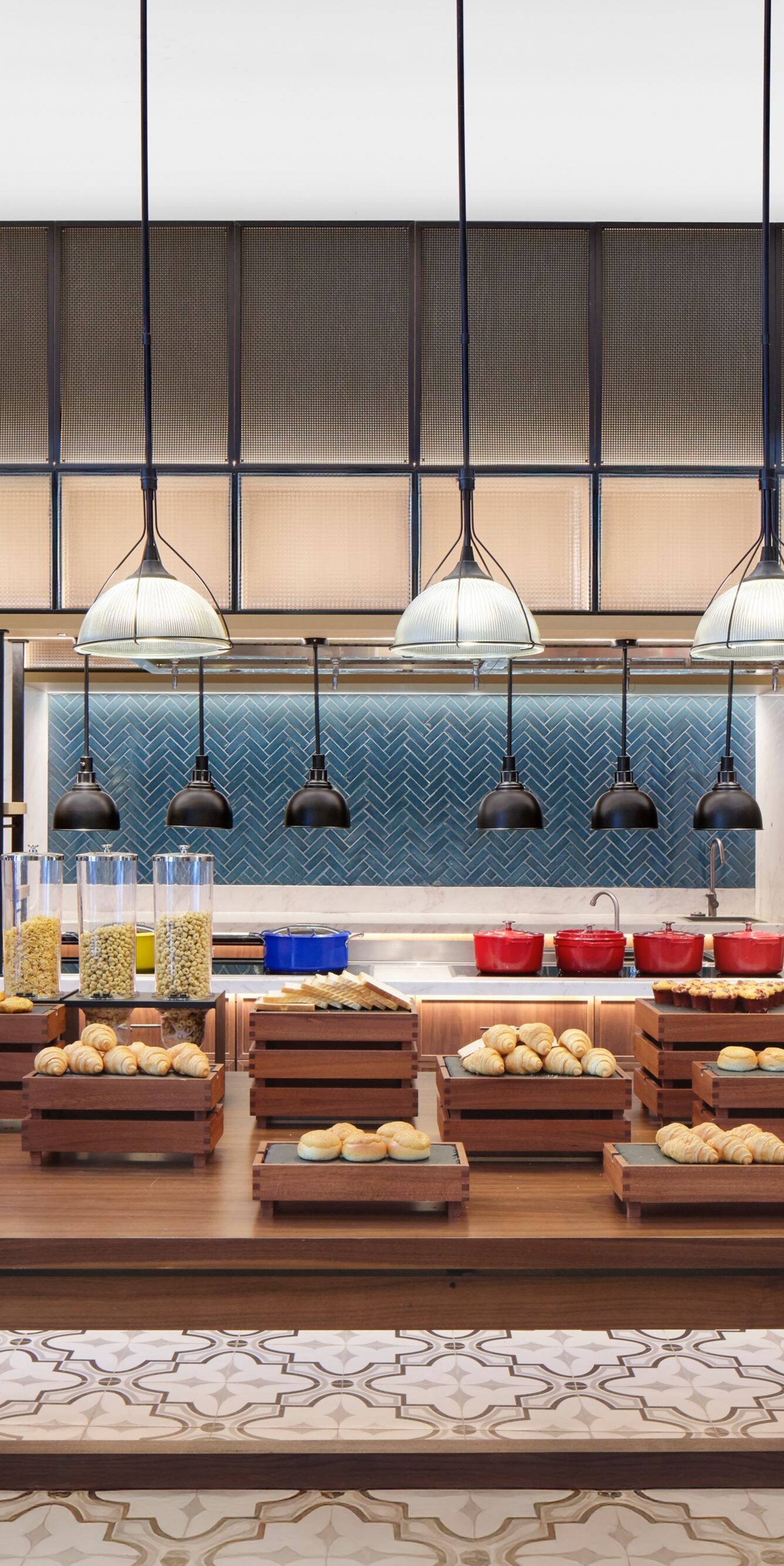 dining area, food items on table