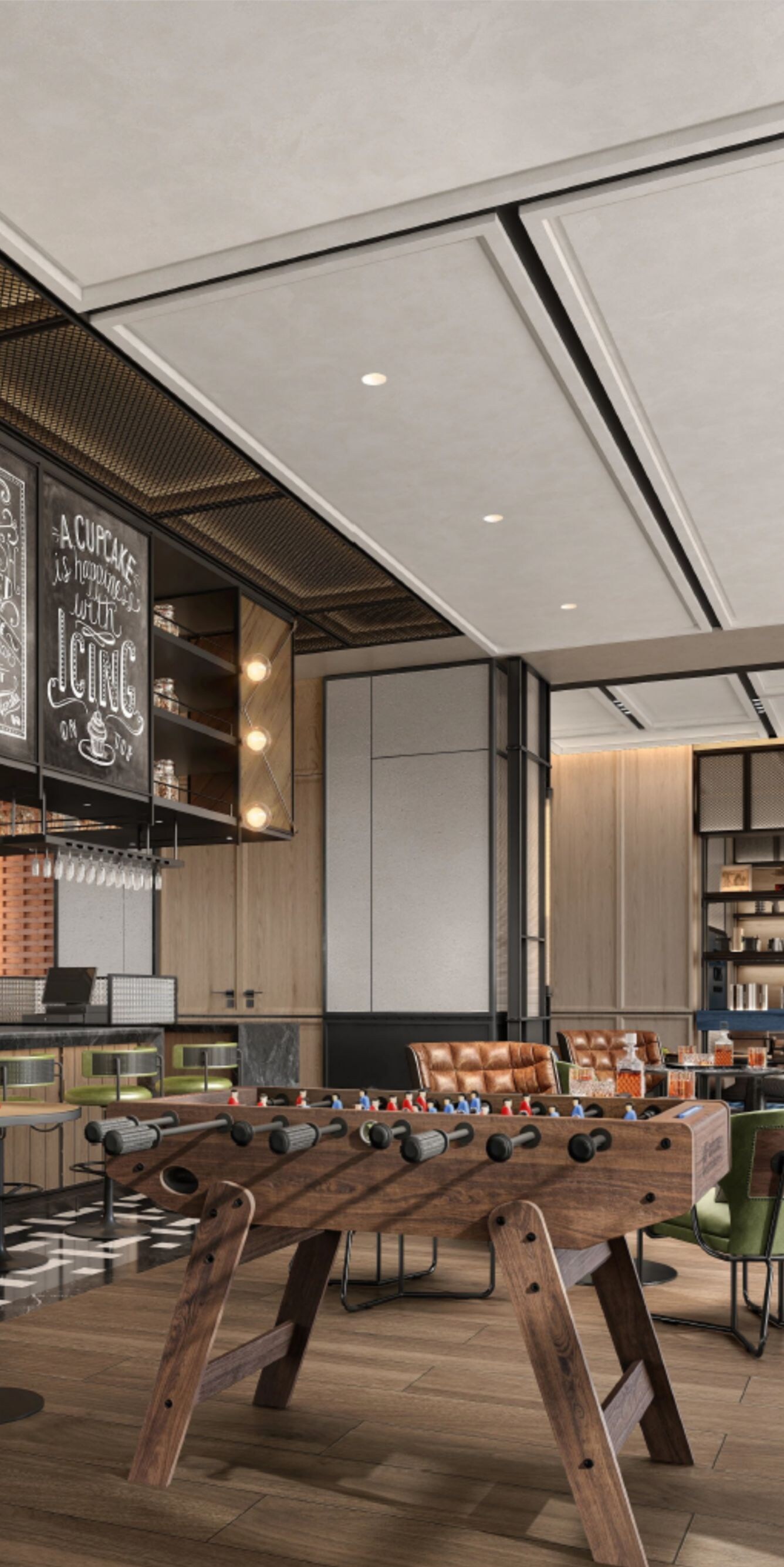 Lobby Bar with bar stools, tables and chairs
