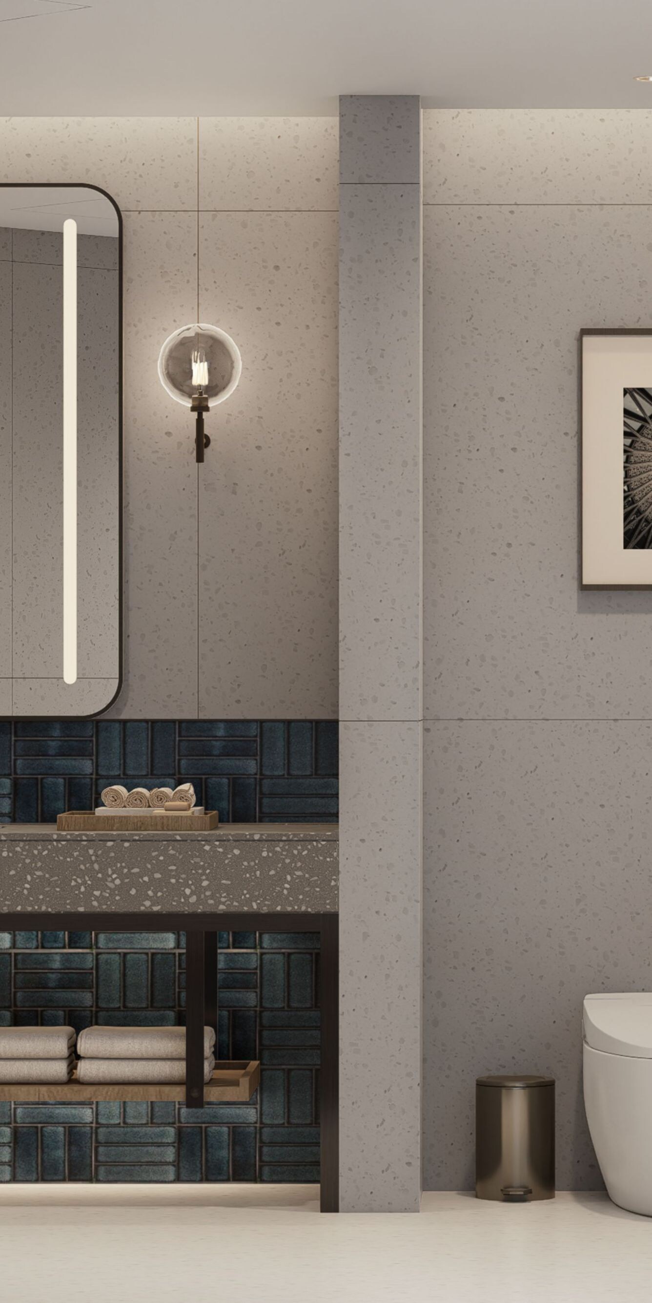 Modern bathroom with walk-in shower