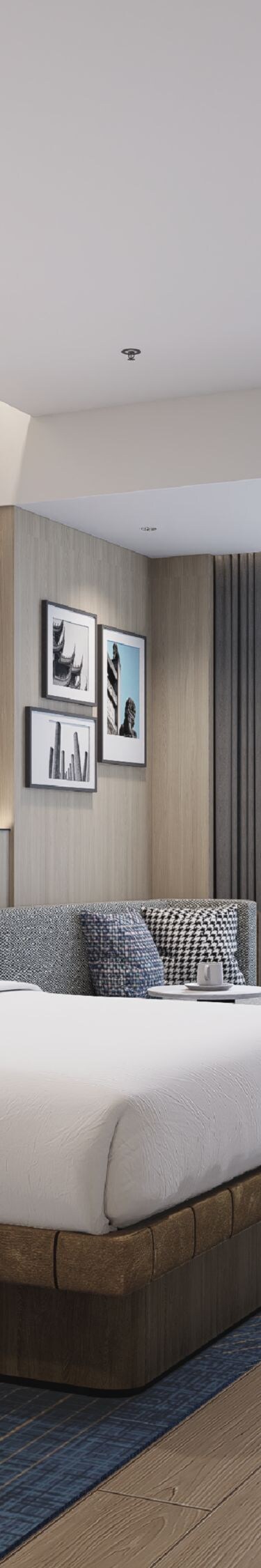 King bed, table and chair, sofa, table, TV, amenit