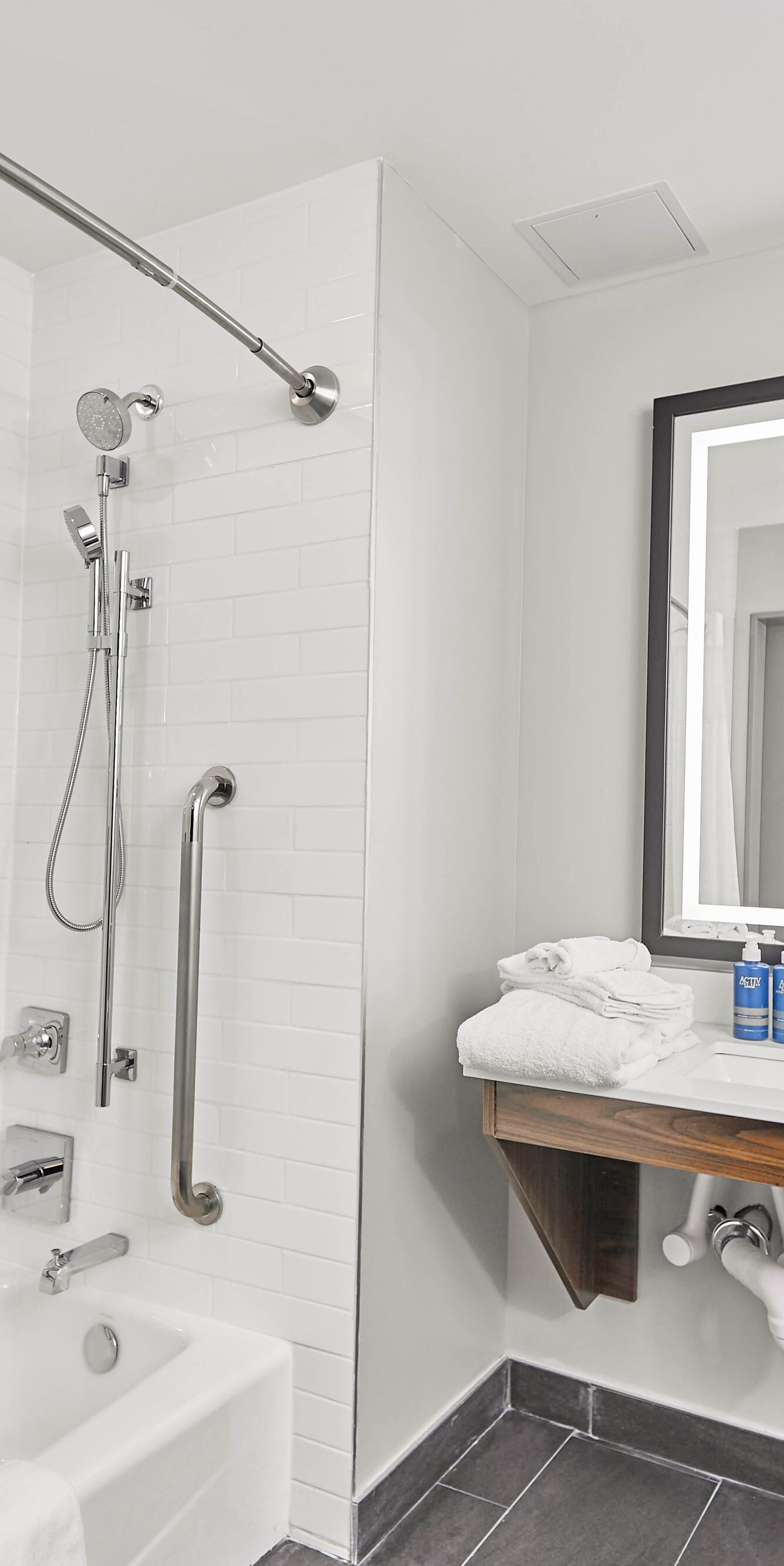 Accessible bathroom with tub and shower