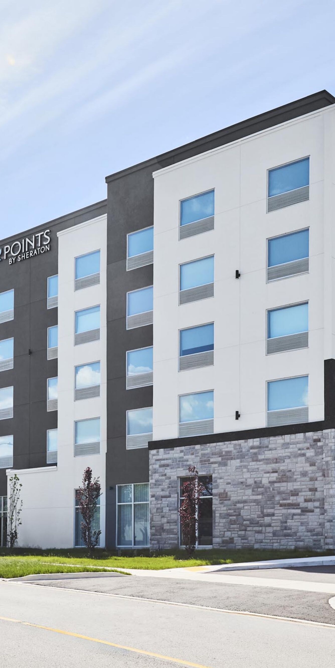 Modern exterior design welcomes guests to Oakville