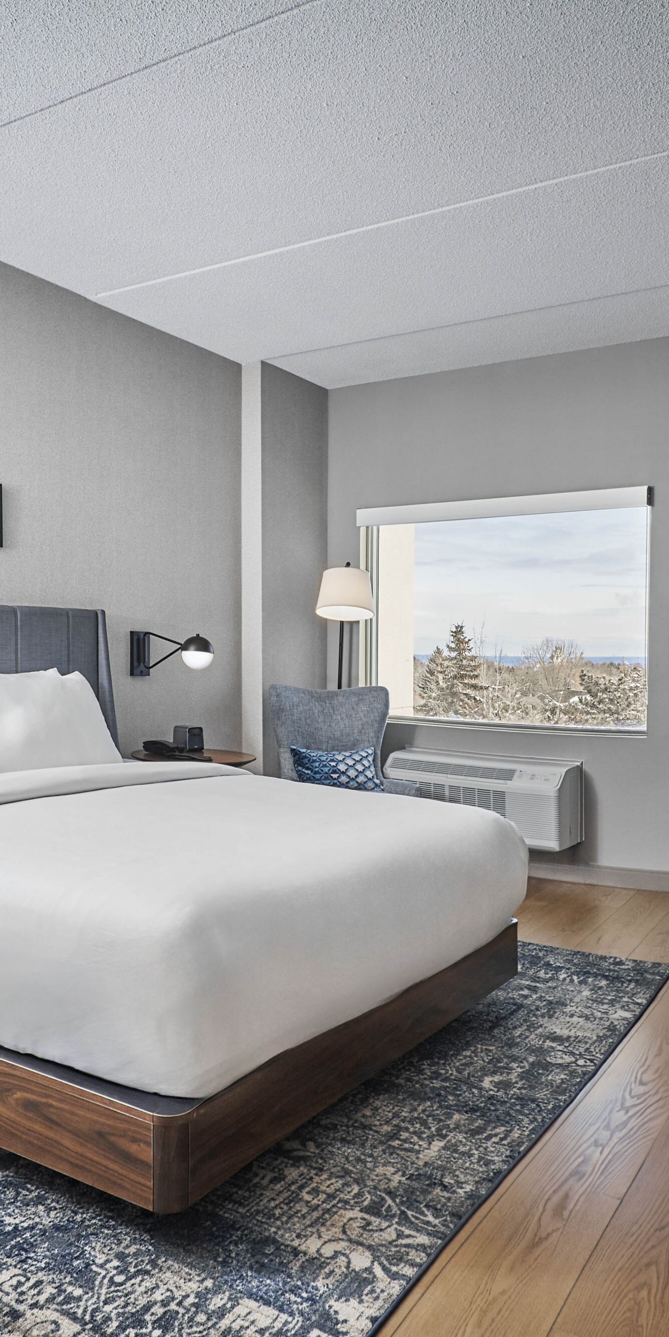 King bed, work station, TV and more amenities. 