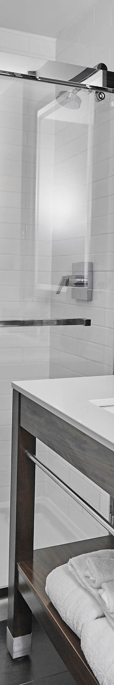 Walk-In shower with face & shower products.