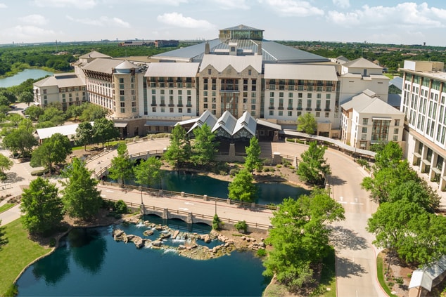 Gaylord Texan exterior ariel view with lake