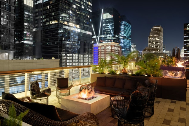 rooftop seating with fireplace