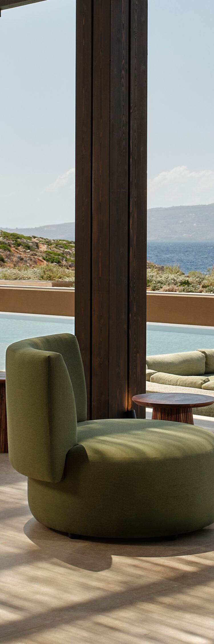 bar, lounge sofas, outdoor, pool view